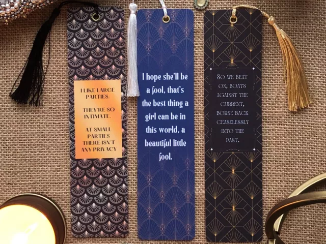 The Great Gatsby Inspired Bookmarks, Art Deco, Handmade Bookmark, Book Lover,