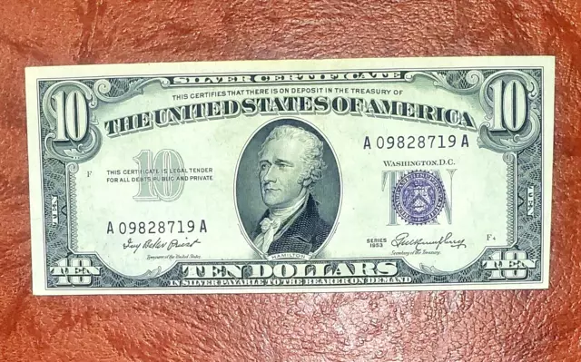 1953  $10 Silver Certificate ~ Fr-1706 ~ Gem Crisp About Uncirculated +