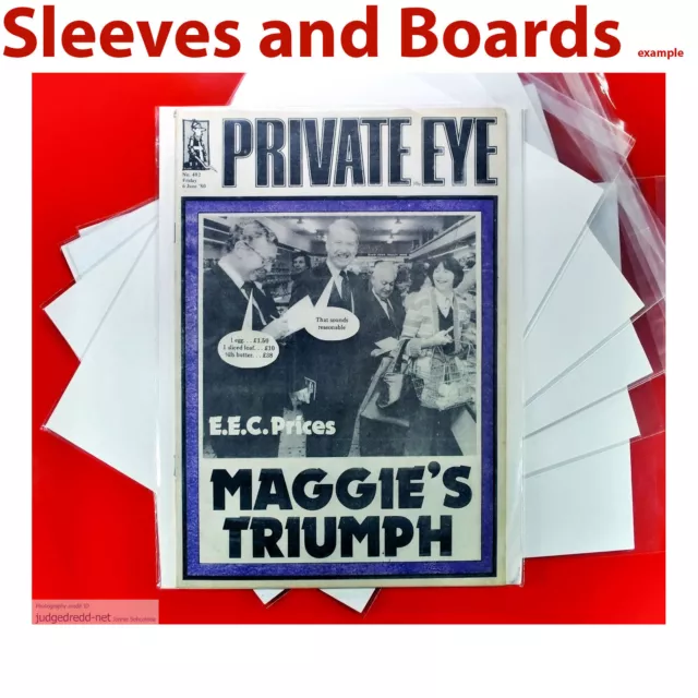 Private Eye  Magazine Bags and New Boards (Size5 for A4) Reseal/Tape x 10  New