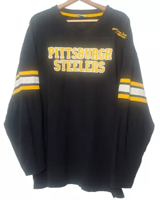 Vintage Reebok Pittsburgh Steelers Long Sleeve Shirt Black Men's 2XL RARE!