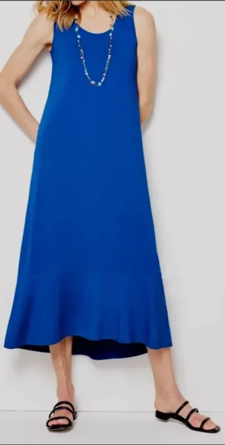 J.Jill Wearever Flounced-Hem Elliptical Maxi Dress Royal Blue Size Medium Tall