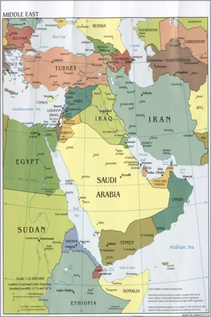 Poster, Many Sizes; Cia Map Of Middle East Iraq Iran Israel 2010