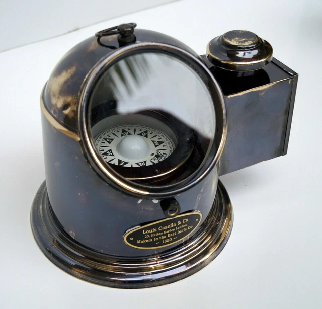 Lamp Binnacle Compass Brass Oil Gimbals Nautical Ship Helmet Antique Boat Black