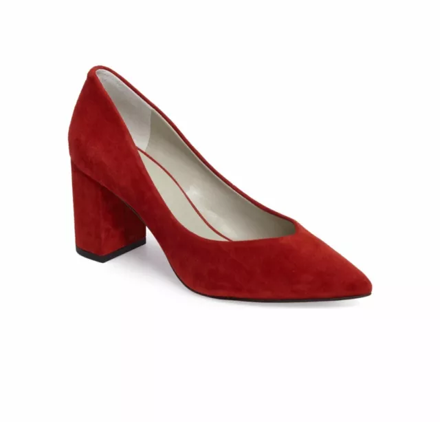 1. State Red Suede Block Heel Pointed Toe Shoe Pump Women's Size 7 / 37.5 EUC