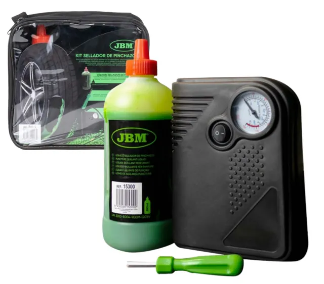 JBM 54013 Kit Compressore Aria e Liquido Sigillante Ripara Pneumatici Auto Moto