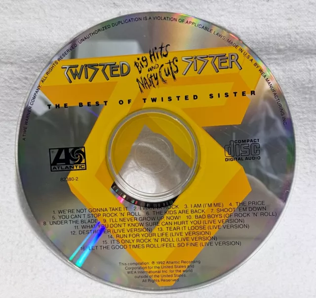 TWISTED SISTER - Big Hits And Nasty Cuts The Best Of CD US promo - Disc ...