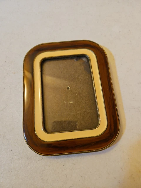 Vintage Two Tone Metal Enamel Picture Frame