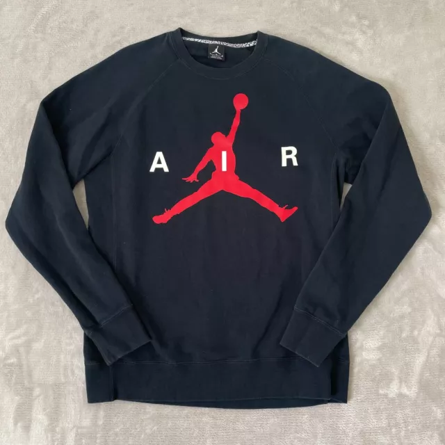 Nike Air Jordan Jumpman Logo Crew Pullover Sweatshirt Men Large Black NWOT