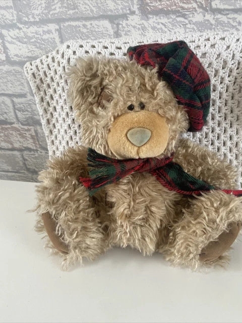 Brown Tatty Teddy  Tartan Hat Scarf Carte Blanche Greetings, Vintage Rare Bear