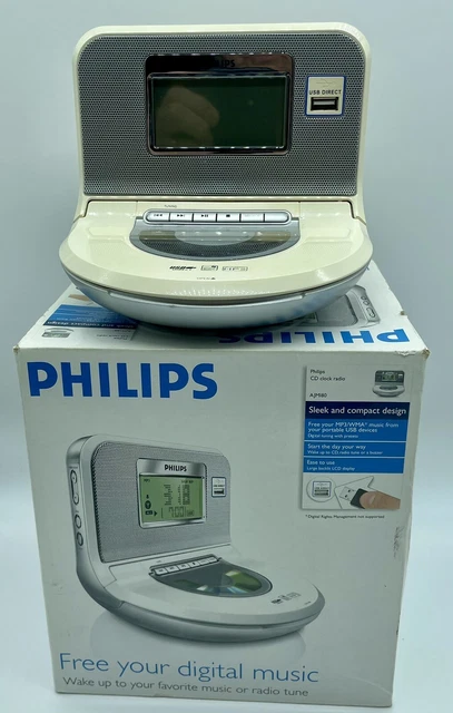 PHILIPS CLOCK CD Player AM FM Radio Alarm Clock AJM180/12 For Parts ...