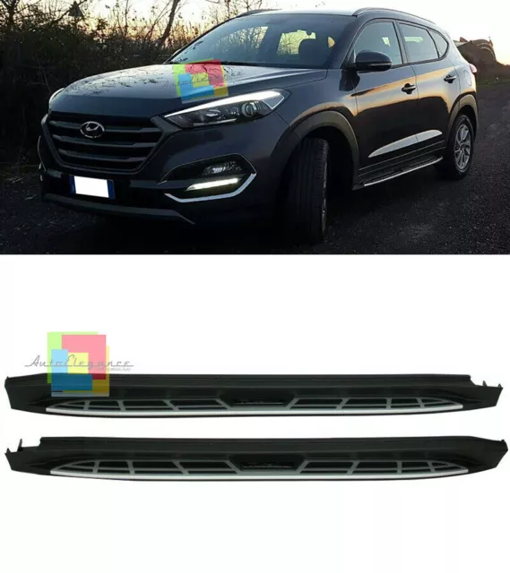 Pedane Laterali Hyundai Tucson Lt Iii 2015+ Sotto Porta Acciaio Inox E Pvc