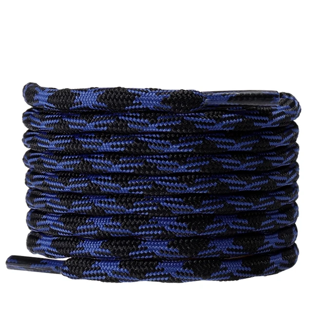 3Pair Wave Blue Black Hiking Work Boot Shoe Laces for 5 6 7 8 9 eyelet Stay Tied