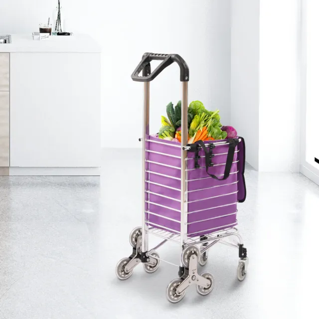 8 Wheels Foldable Shopping Cart Aluminum Grocery Laundry Basket Trolley +Bag