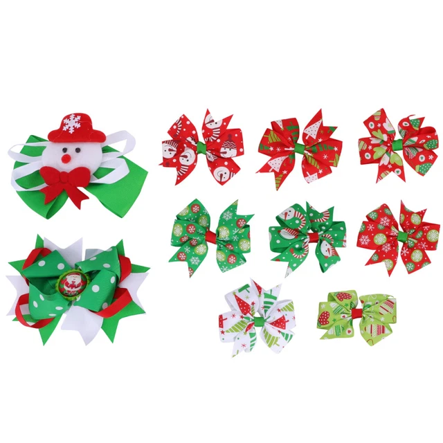20 Pcs Weihnachten Bogen Haar Clips Stoff Band Beugt Barrettes