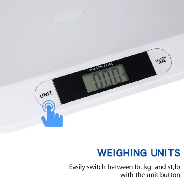 20kg / 44lb Capacity Digital Pet Baby Newborns Weighing Scale LCD Display ABS US 3