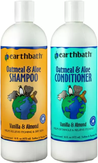 EARTHBATH OATMEAL & Aloe Shampoo & Conditioner Pet Grooming Set - Itchy ...
