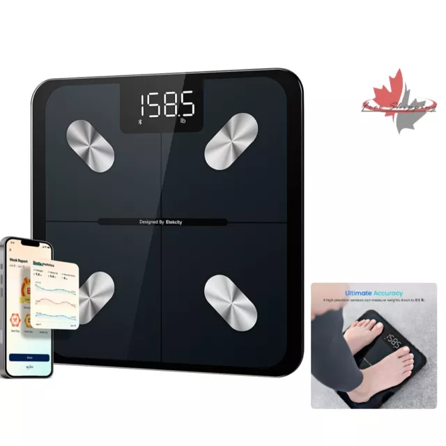 Bathroom Digital Scale for Body Weight, Smart Weighing Scale with Body Fat an...