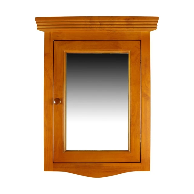 Golden Oak Hardwood Bathroom Medicine Cabinet Wall Mount Corner Renovator Supply