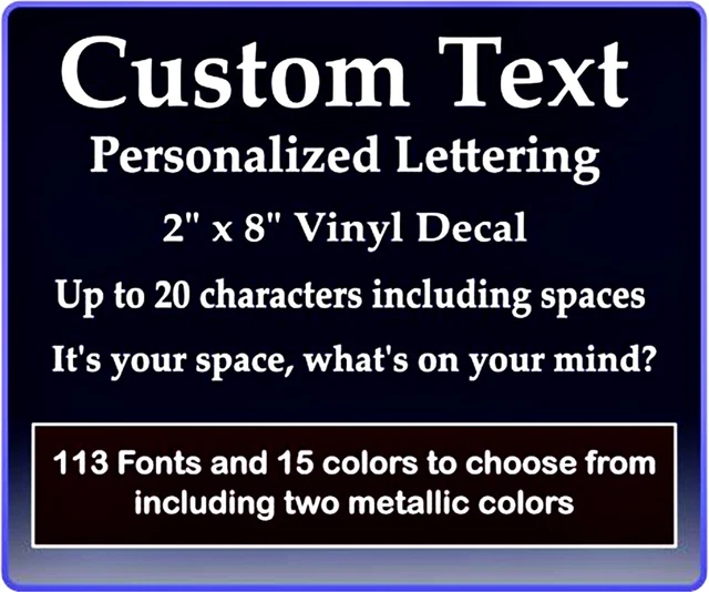 CUSTOM TEXT VINYL Decal Personalized Lettering Window Laptop Yeti Cup