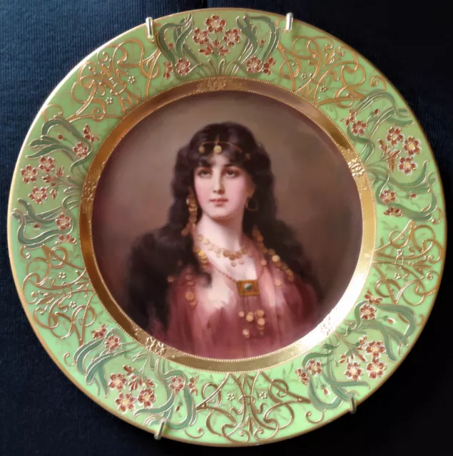 Antique, Artist Signed "Becker?" Royal Vienna Porcelain Portrait Plate-4