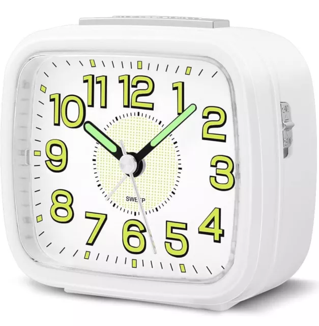 Large display clock analogue silent alarm snooze night light vintage