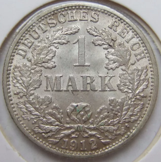 Pièce de Monnaie Reich Allemand Empire Argent 1 Mark 1912 F En