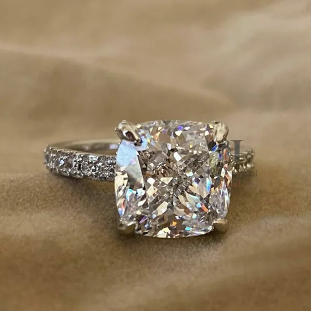 Gorgeous 3.00Ct Cushion Cut Diamond 14k White Gold Finish Engagement Ring Size 8