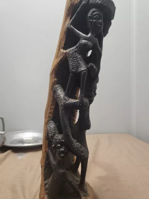 African MAKONDE TREE of LIFE TOWER Wood Carving Hand Carved Africa