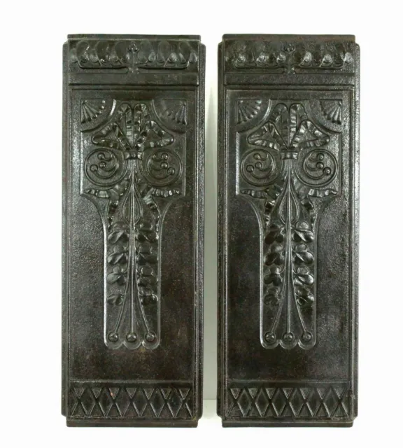 =Antique Pair Aesthetic Period Cast Iron Decorative Panels Arts & Crafts 1800's