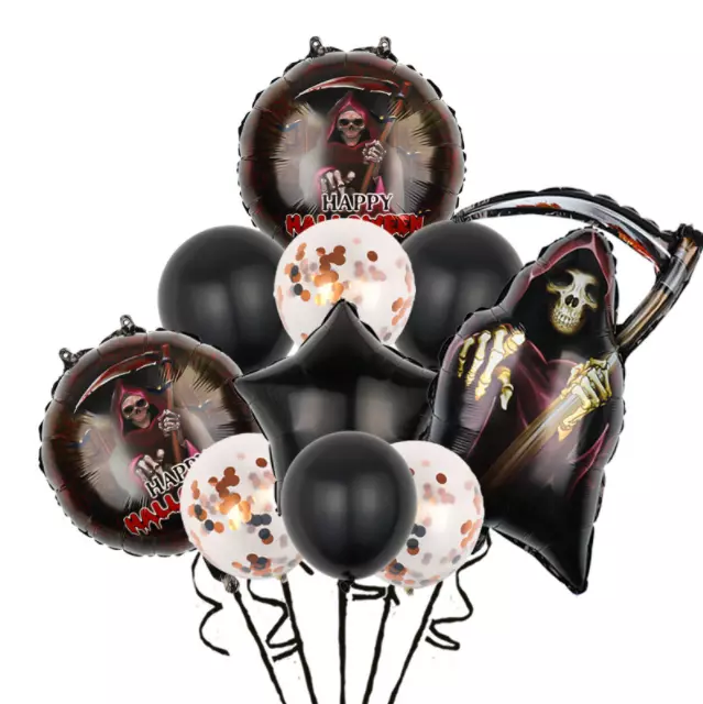 10pcs Huge Grim Reaper Death Foil Balloon Latex Confetti Halloween Party Decor