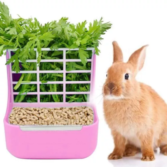 Plastic Pet Rabbit Hay Feeder Small Animal Hamster Pig Less Wast Hay Rack Corner