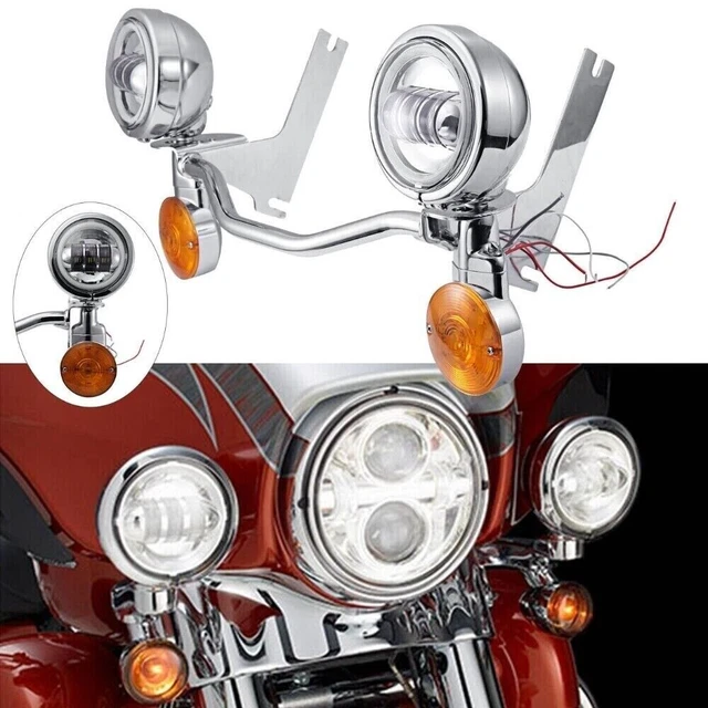 Passing Turn Signal Lamp Driving Fog Spot Light Bar Kit For Harley touring 97-13