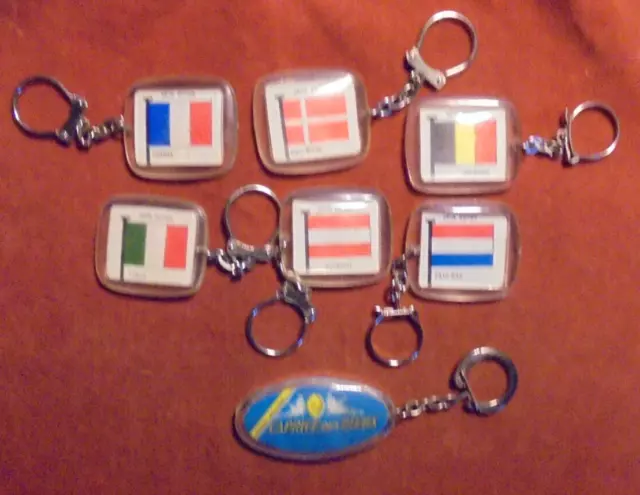 Porte-clés lot x 7- 6 Drapeaux Flags Pays Europe Fromage Caprice des Dieux