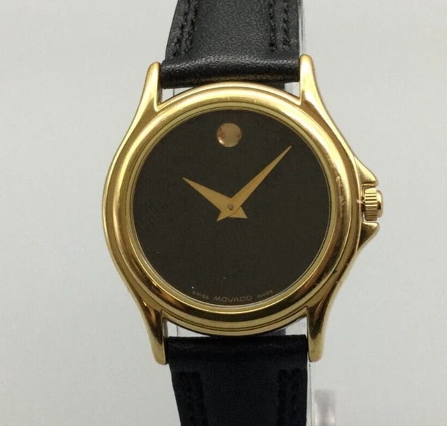 Orologio Museo Movado Donna Tono Oro Quadrante Nero 87-E4-0823 Svizzero Batteria Nuova