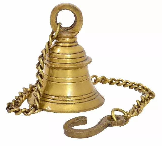 Indian traditional Brass Hanging Bells with Chain for Home