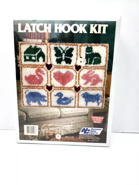 Vintage Latch Hook Kit Colonial Sampler National Yarn Crafts 20"x27" Country