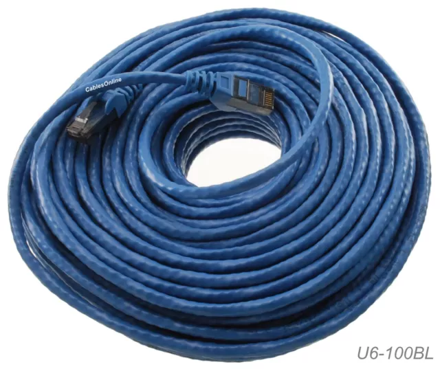 100 ft Cat6 Network UTP Ethernet RJ45 Full 8-Wire Patch Cable, Blue