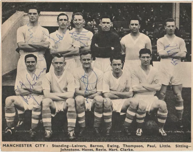 MANCHESTER CITY 1956-1957 SEASON original signed magazine picture 6 autographs