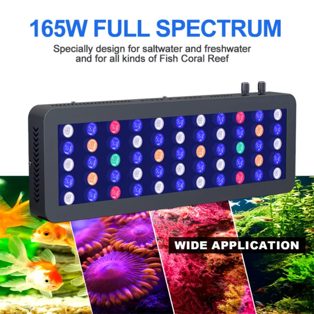 165W Full Spectrum LED Aquarium Light for Marine Salt/FreshWater Reef Coral Tank