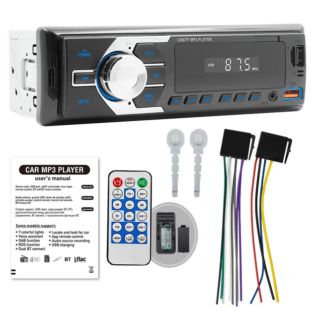 Single DIN Car Stereo Radio Music Find Car Voice Assistant Bluetooth USB Charge