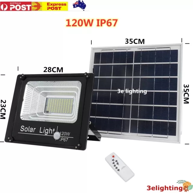 LED 50W 80W 120W Solar Light Street Flood Motion Sensor Remote Outdoor Garden AU 3