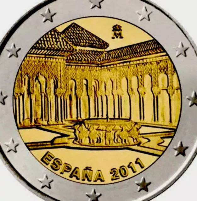 Spain 🇪🇸 Coin 2€ Euro 2011 Comm. Alhambra Granada UNC f.Roll UNESCO Heritage