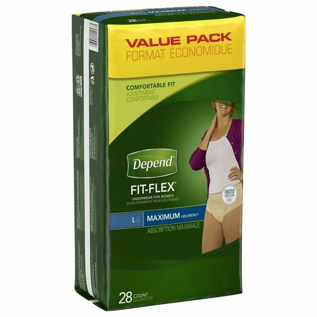 DEPEND FIT FLEX Women's Incontinence Underwear Maximum Absorbency 28Ct