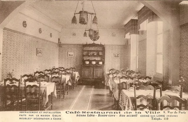Cosne Sur Loire Cafe City Restaurant Postcard Dining Room