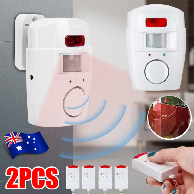 AU 2x Alarm System House Motion Sensor Alarm Wireless PIR 105db Home Security