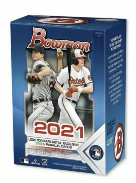 2021 BOWMAN MLB BASEBALL BLASTER BOX 72 CARDS CHROME PACKS Factory Sealed