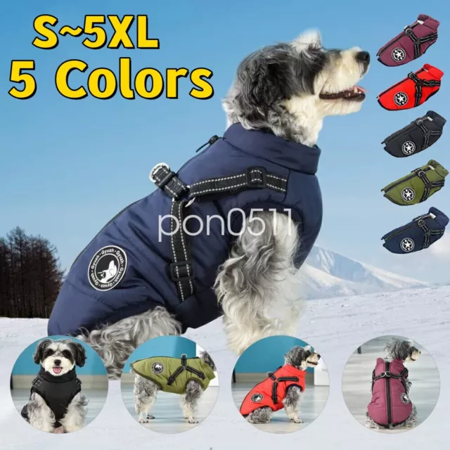 Winter Pet Dog Coat Warm Jacket with Harness Waterproof Breathable Puppy Outfits 2