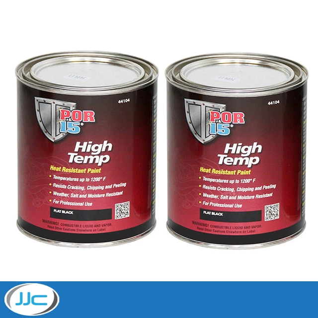 2 x 946 ml - POR15 vernice ad alta temperatura, nero piatto - resiste fino a 650 gradi