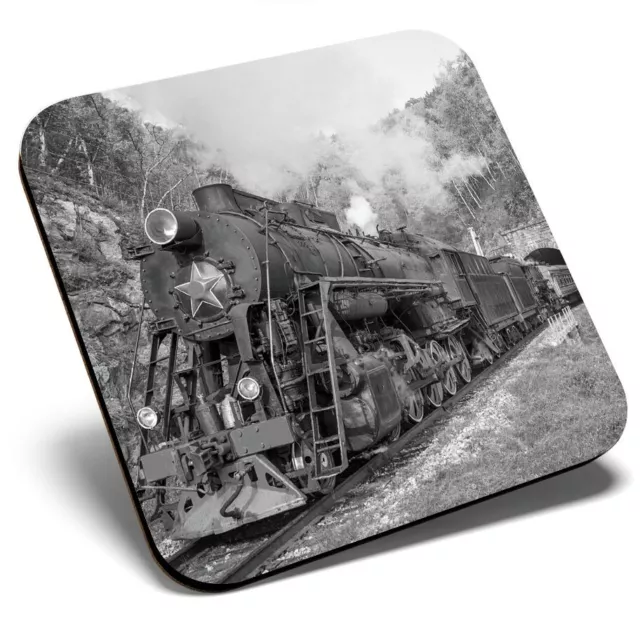 Square Single Coaster bw - Steam Train Railway Cool Fun  #38122