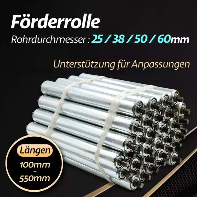 Verzinkt Förderrolle Durchmesser 25/38/50/60mm Tragrolle Länge 100mm-550mm